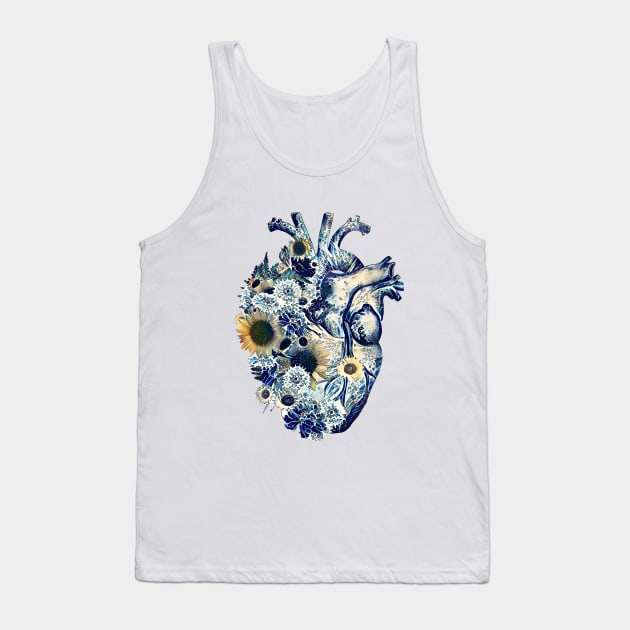 Human heart and big wave, blue color,lover of the waves and the sea, the sea in my heart, watercolor Tank Top by Collagedream